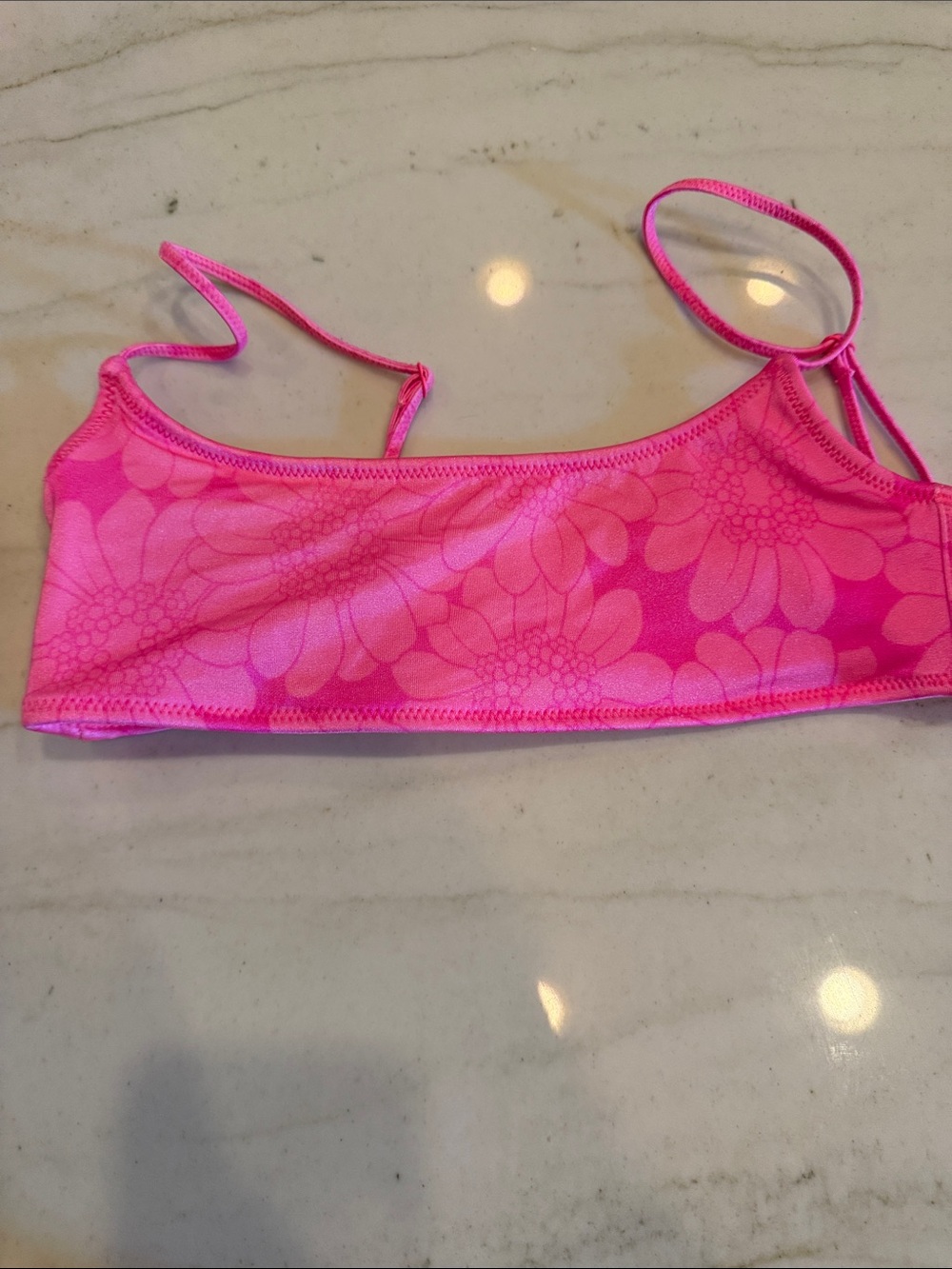 triangl swimwear Girls' Hot Pink Floral Bandeau Bikini Top